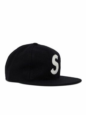 Supreme Black Cap with White 'S' Logo